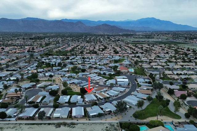 an aerial view of a and trees