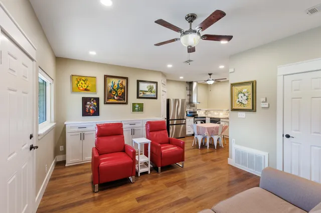 a living room with furniture