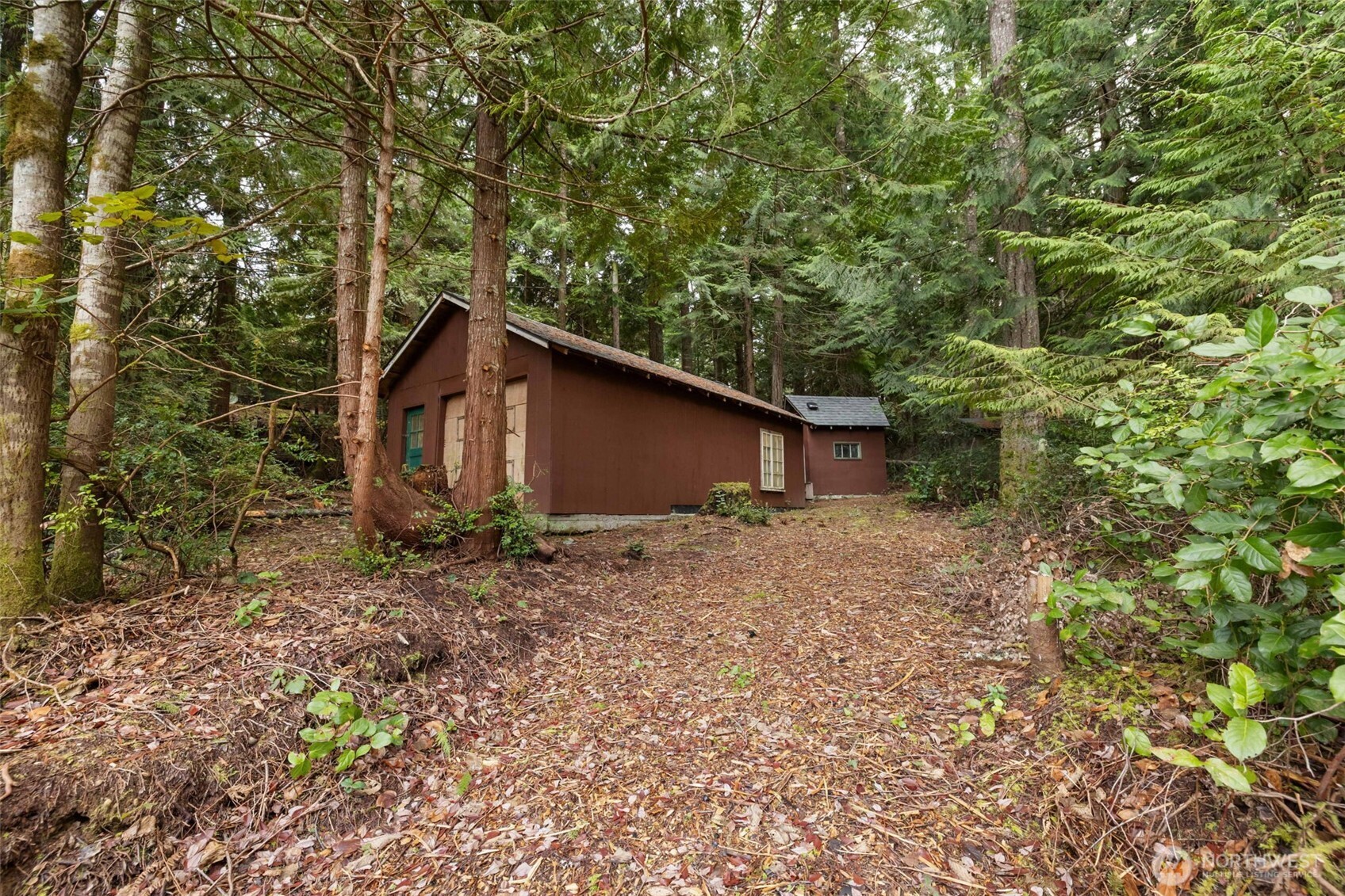 9520 Dishman Road Northwest Bremerton, WA 98312 - Photo 37 of 38 a backyard of a house with lots of plants and large tree