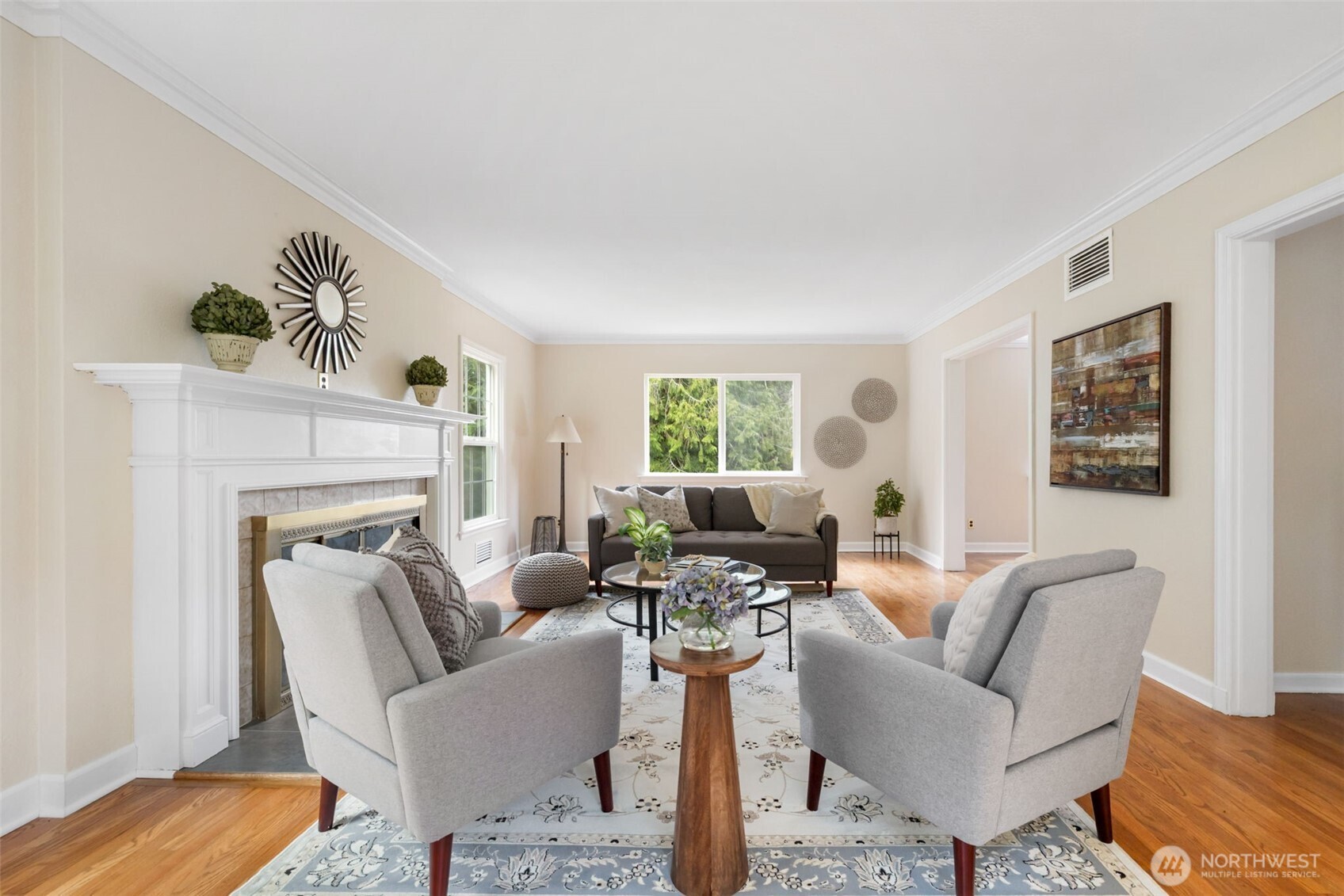 9520 Dishman Road Northwest Bremerton, WA 98312 - Photo 7 of 38 a living room with furniture and a fireplace
