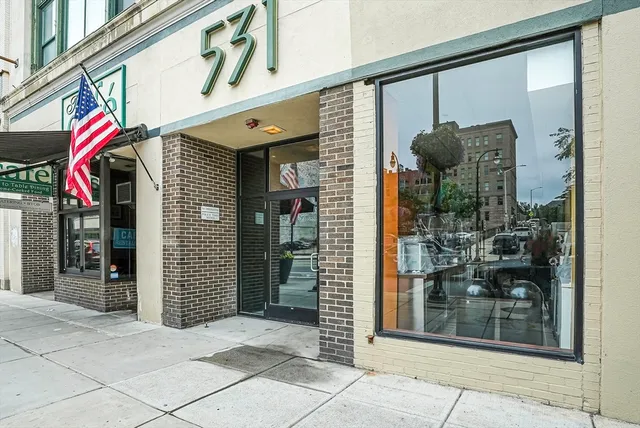 a view of a building with door