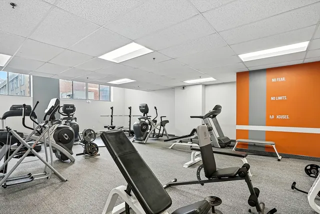a view of a room with gym equipment