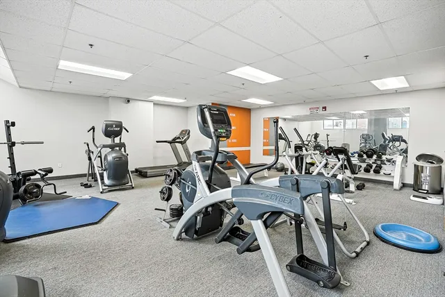 a view of a room with gym equipment