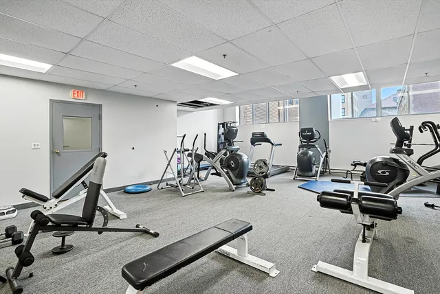 a view of a room with gym equipment