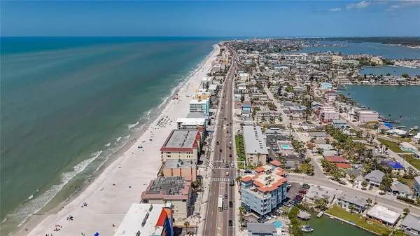 a view of a city and ocean view