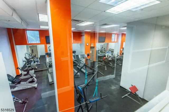 a view of a room with gym equipment