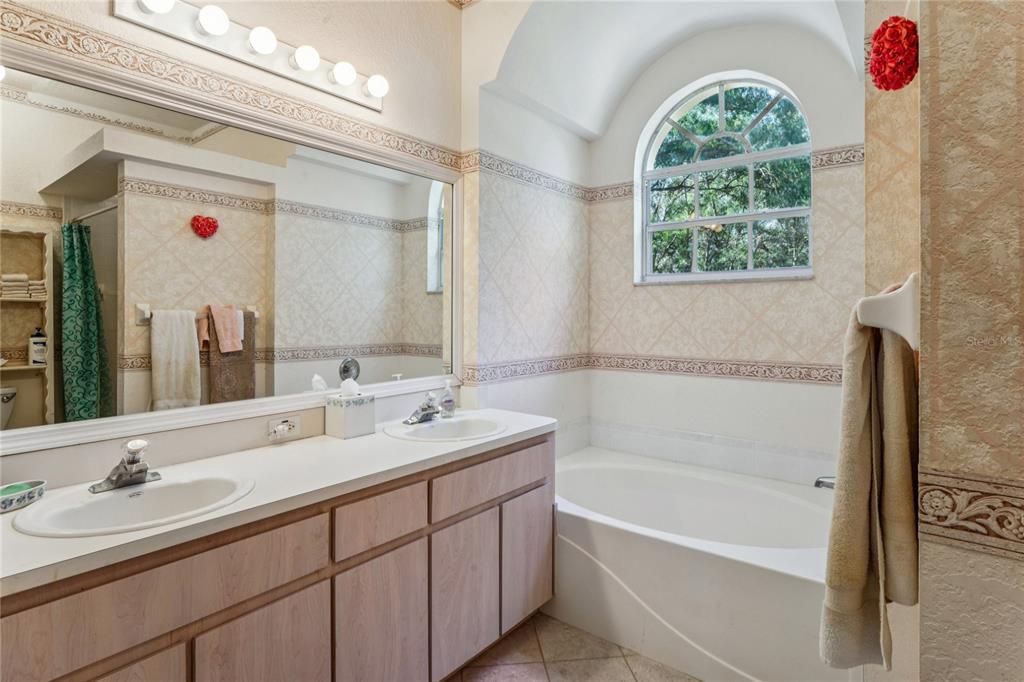26861 Mondon Hill Road Brooksville, FL 34602 - Photo 20 of 51 a bathroom with a tub a sink and a mirror