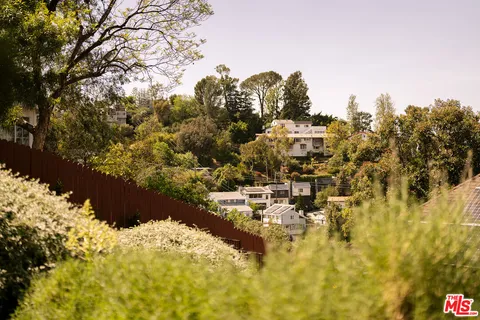 a view of a city from a tree