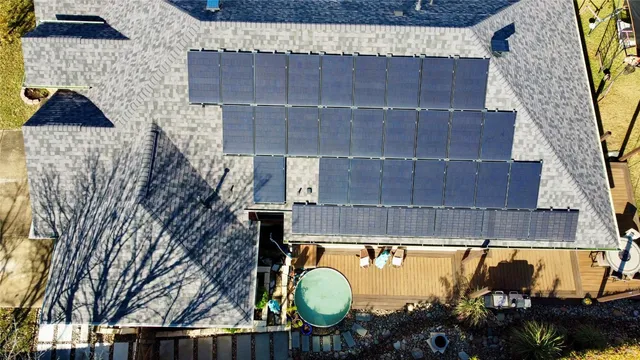 a backyard of a house with lots of green space
