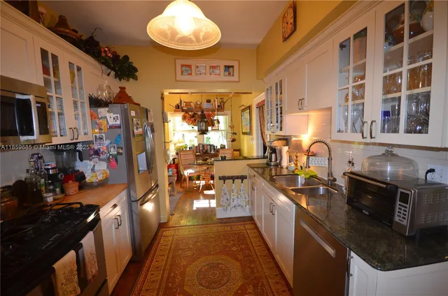 a kitchen with lots of counter top space