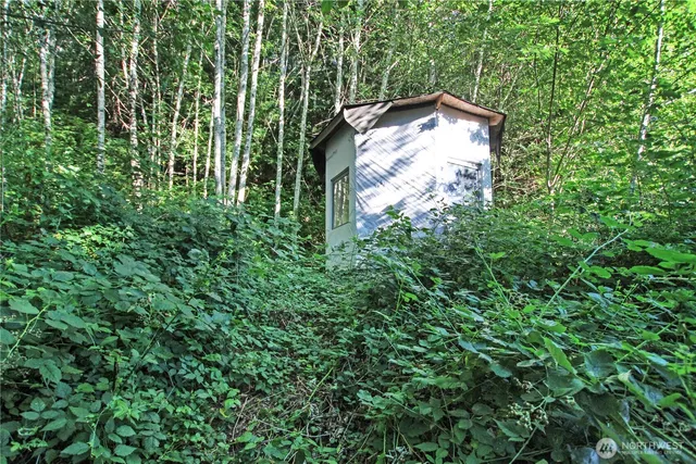 a view of a backyard with a garden