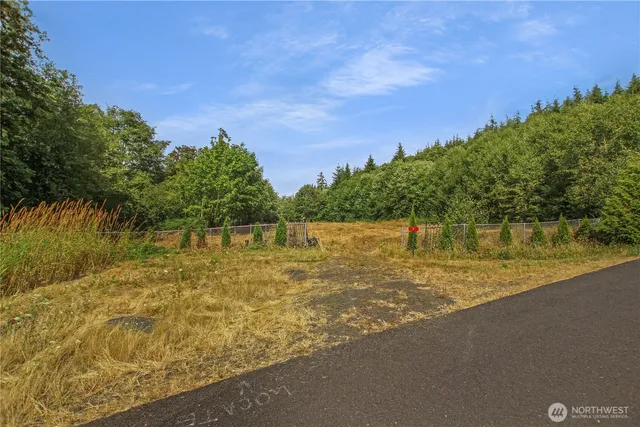 a view of a lake with a yard