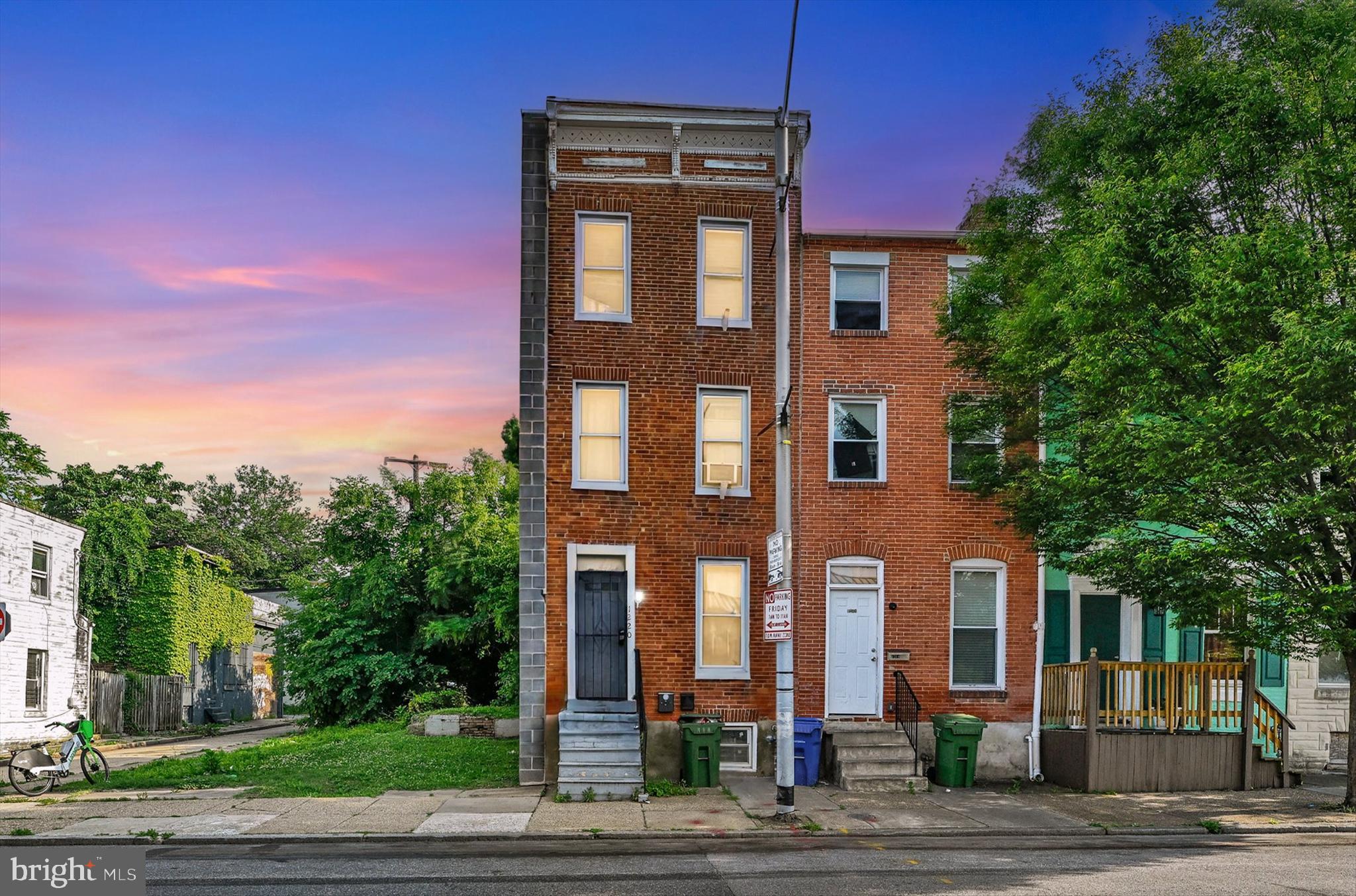 a front view of a building