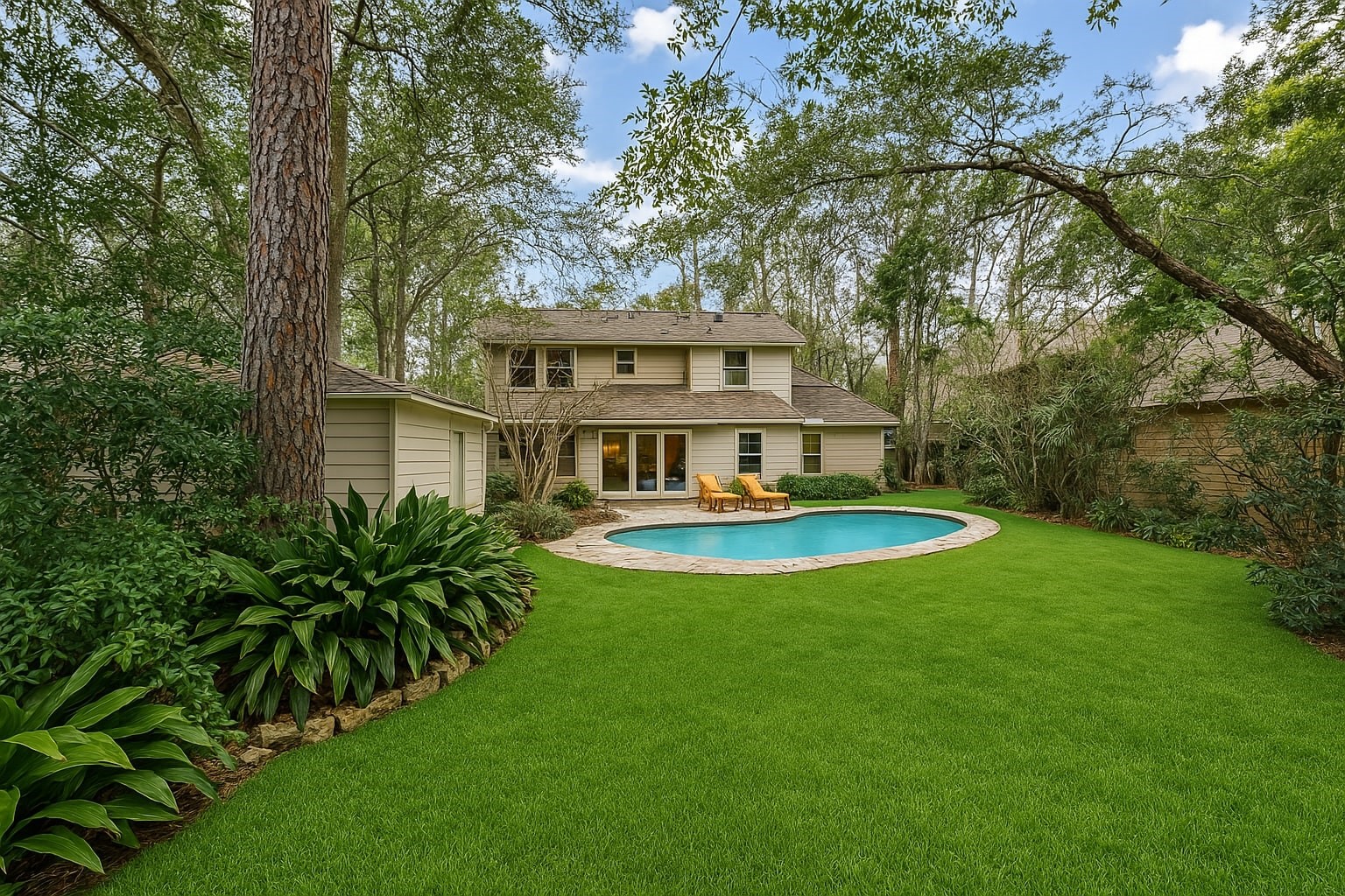 6511 Elmgrove Road Spring, TX 77389 - Photo 7 of 33 Disclaimer: The yard photo has been digitally enhanced for visual representation. Actual appearance may vary.