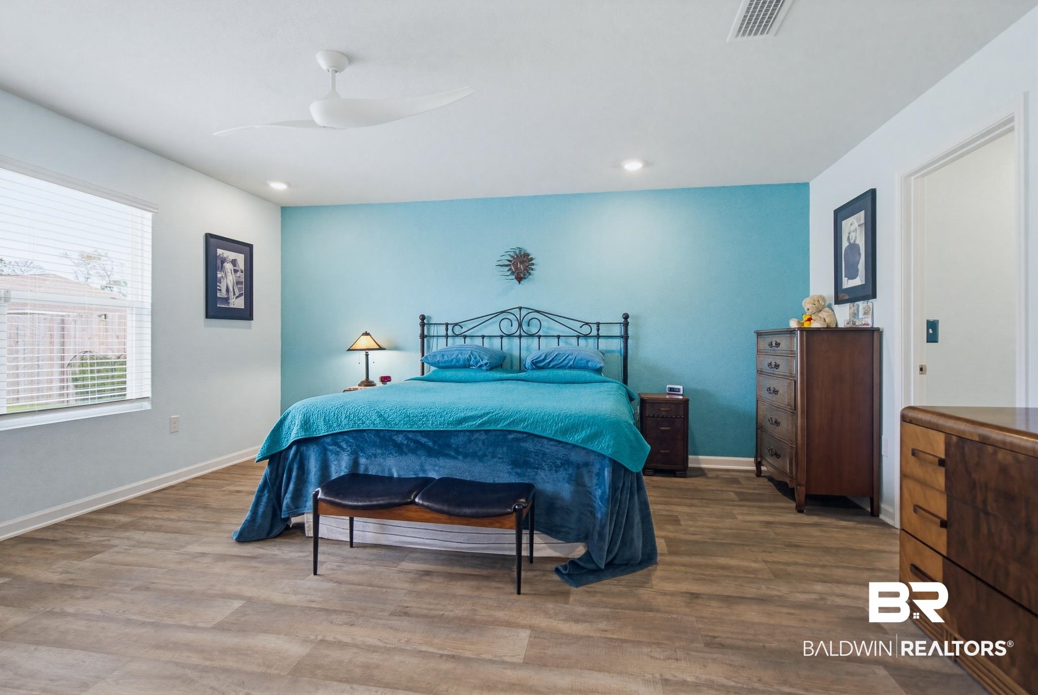 261 Fulham Lane Foley, AL 36535 - Photo 33 of 50 Bedroom with wood finished floors, ceiling fan, and recessed lighting
