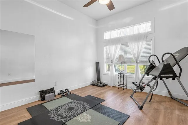 a view of a room with gym equipment