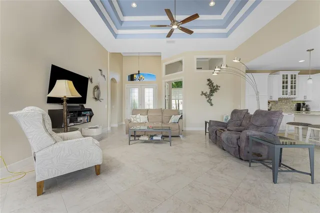 a living room with furniture