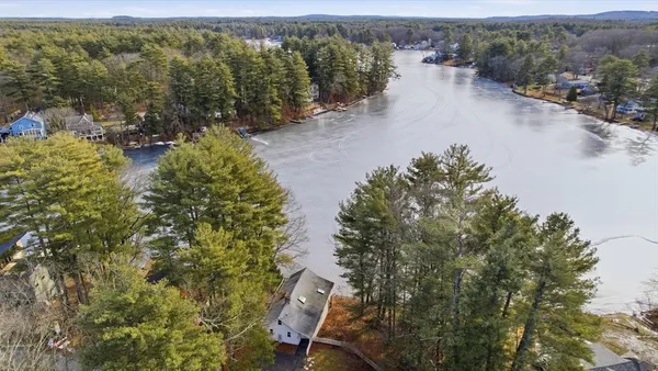 a view of a lake with outdoor space