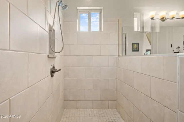 a bathroom with a bathtub