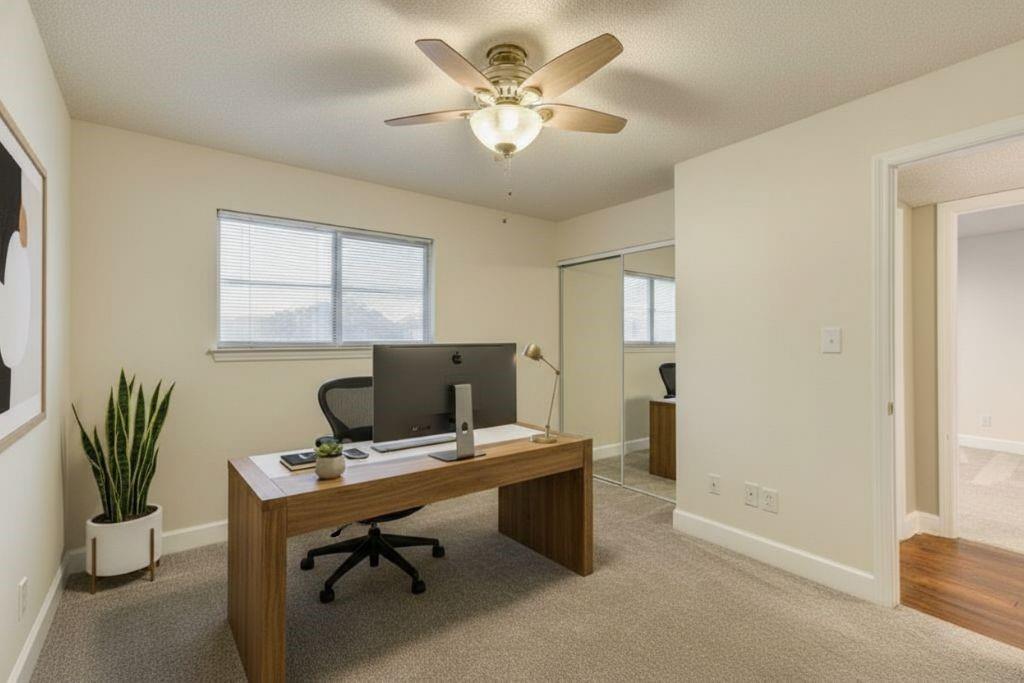 381 Ralph McGill Boulevard Northeast, Unit E Atlanta, GA 30312 - Photo 9 of 27 a view of a workspace with furniture and a window