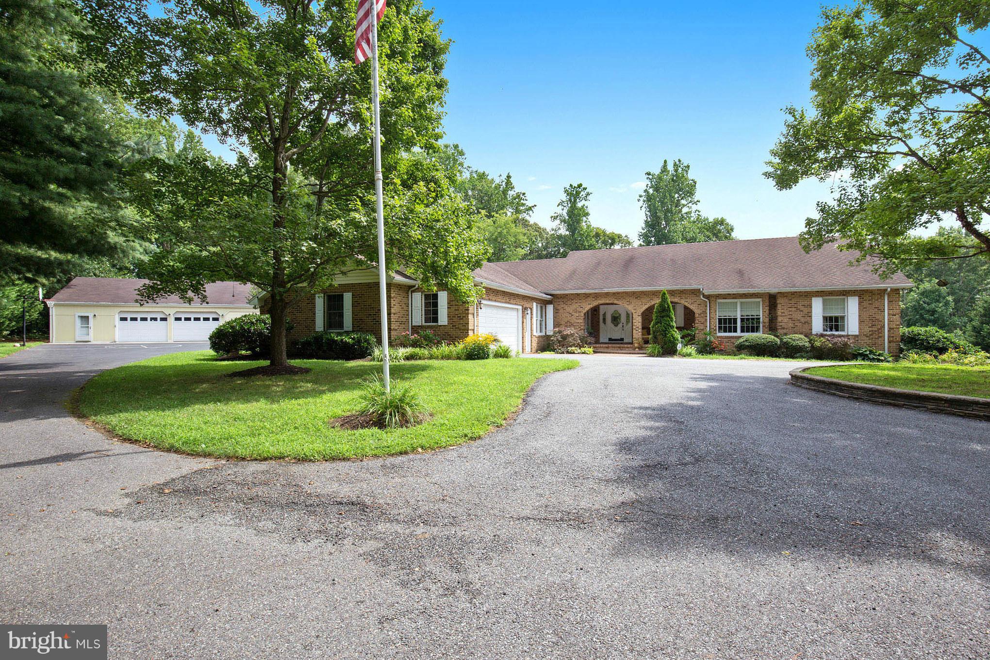 450 Bowie Shop Road Huntingtown, MD 20639 - Photo 6 of 30 Circular Driveway Leading to Detached 5 Car Garage