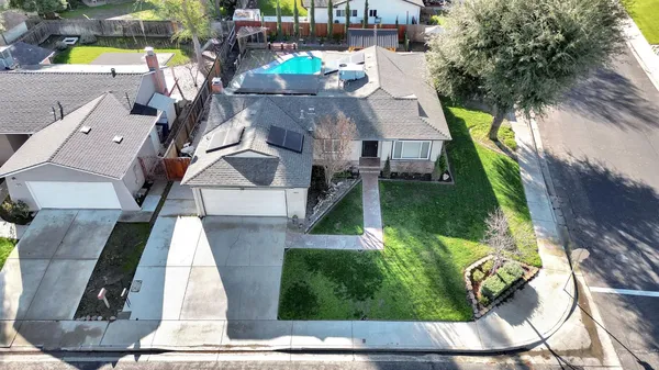 an aerial view of a house