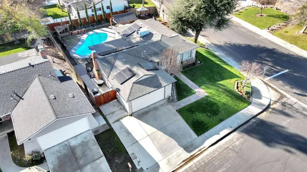 an aerial view of a house