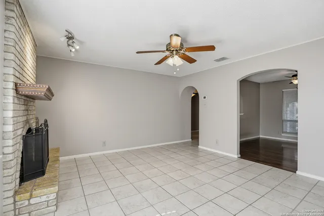 a view of a livingroom with a fireplace