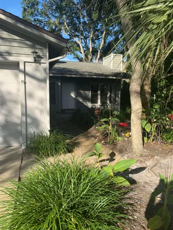 a view of a porch with a yard