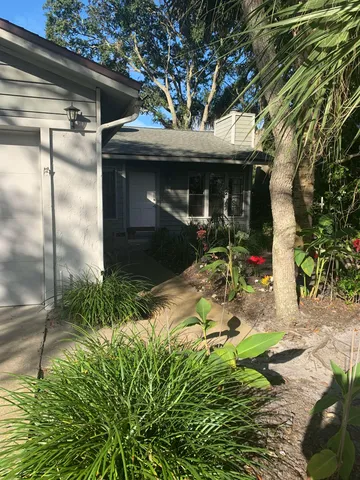 a view of a porch with a yard