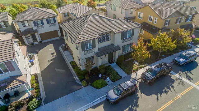an aerial view of a house