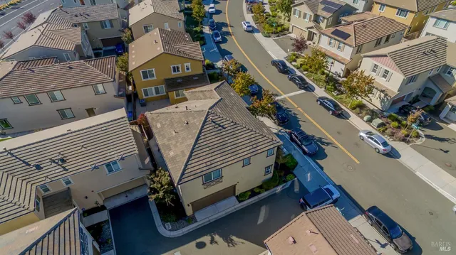 an aerial view of a house with balcony