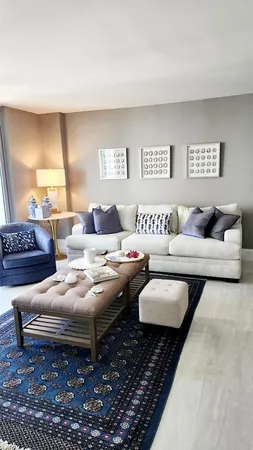 a living room with furniture and a couch