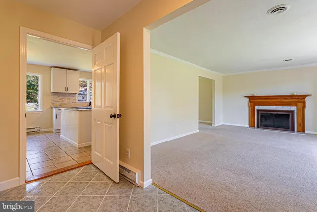 a view of a livingroom with a fireplace