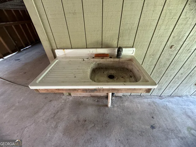 a view of a garden with a bench