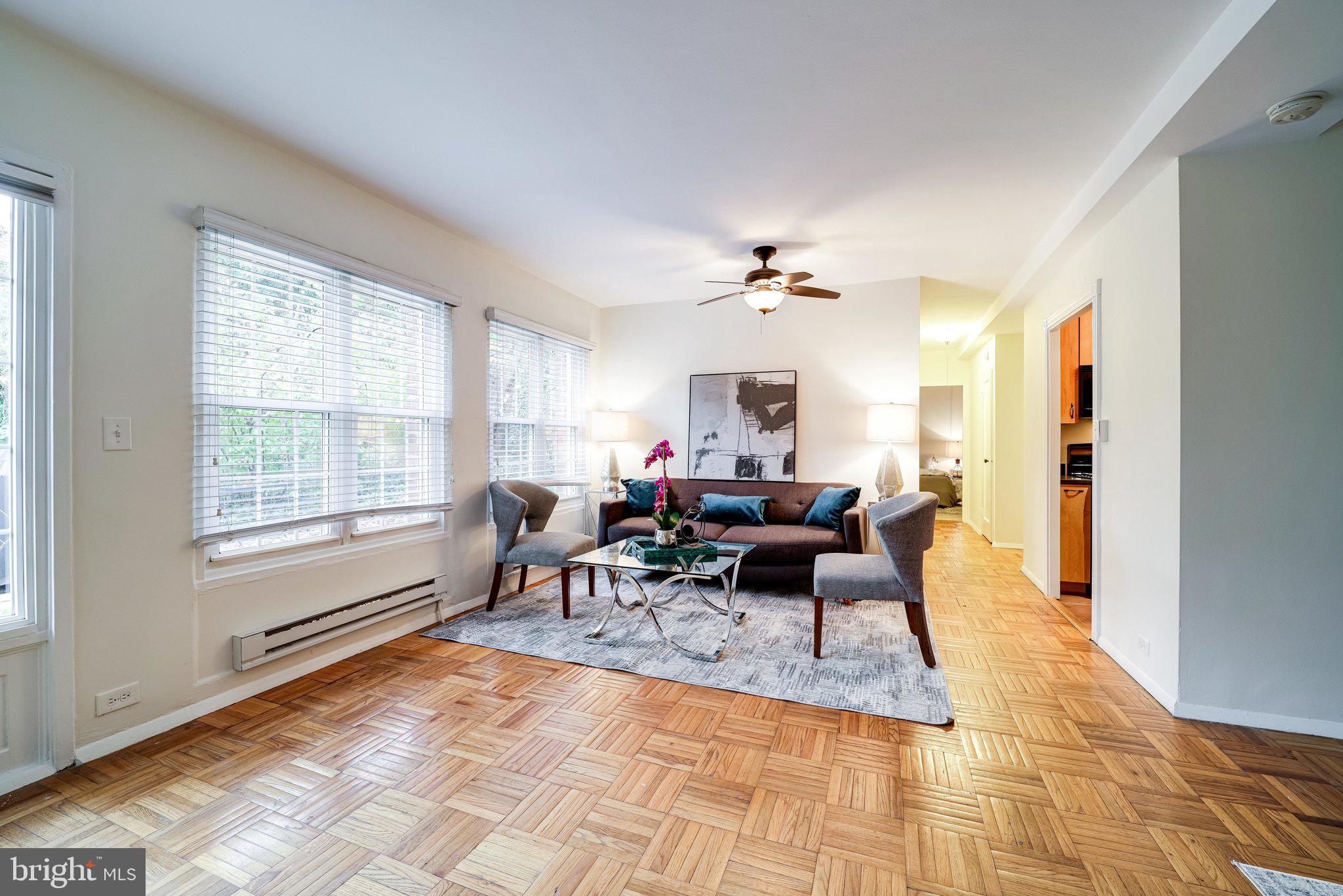 3300 Gunston Road Alexandria, VA 22302 - Photo 8 of 36 LR/DR with tons of natural light and parquet floor