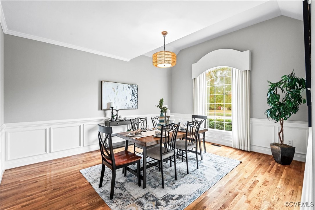 14101 Mortemer Road Midlothian, VA 23113 - Photo 28 of 50 Dining area featuring crown molding, lofted ceilin