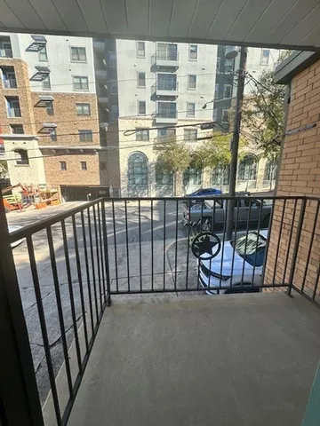 a view of balcony with a swing