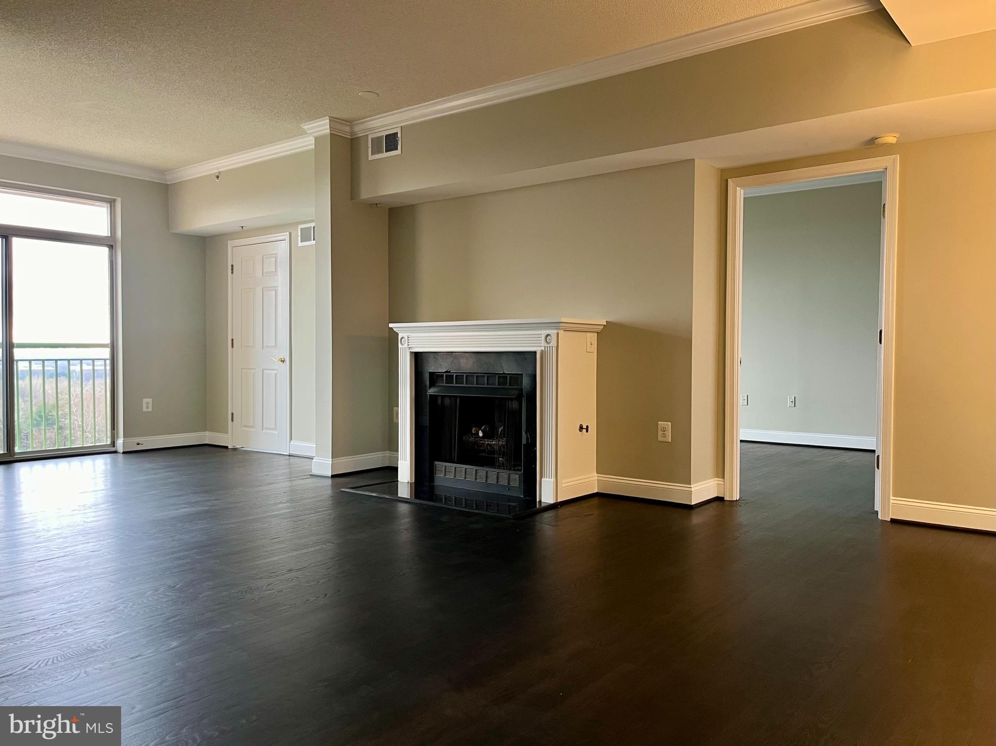 11776 Stratford House Place, Unit 1205 Reston, VA 20190 - Photo 6 of 16 an empty room with large windows and fireplace