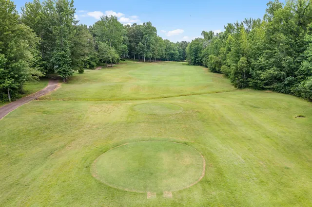 a bathroom with a small yard