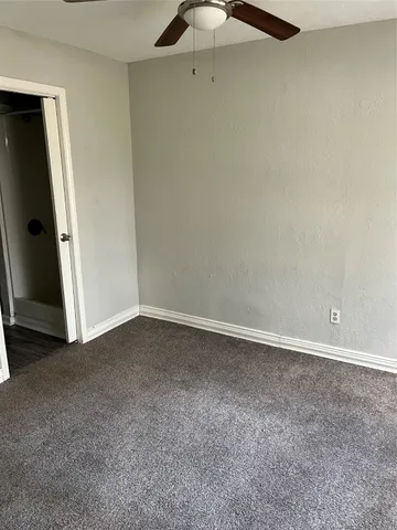 an empty room with a door
