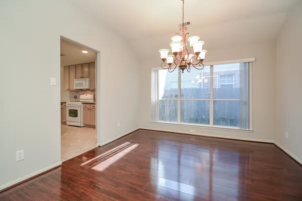 a view of a livingroom with a chandelier