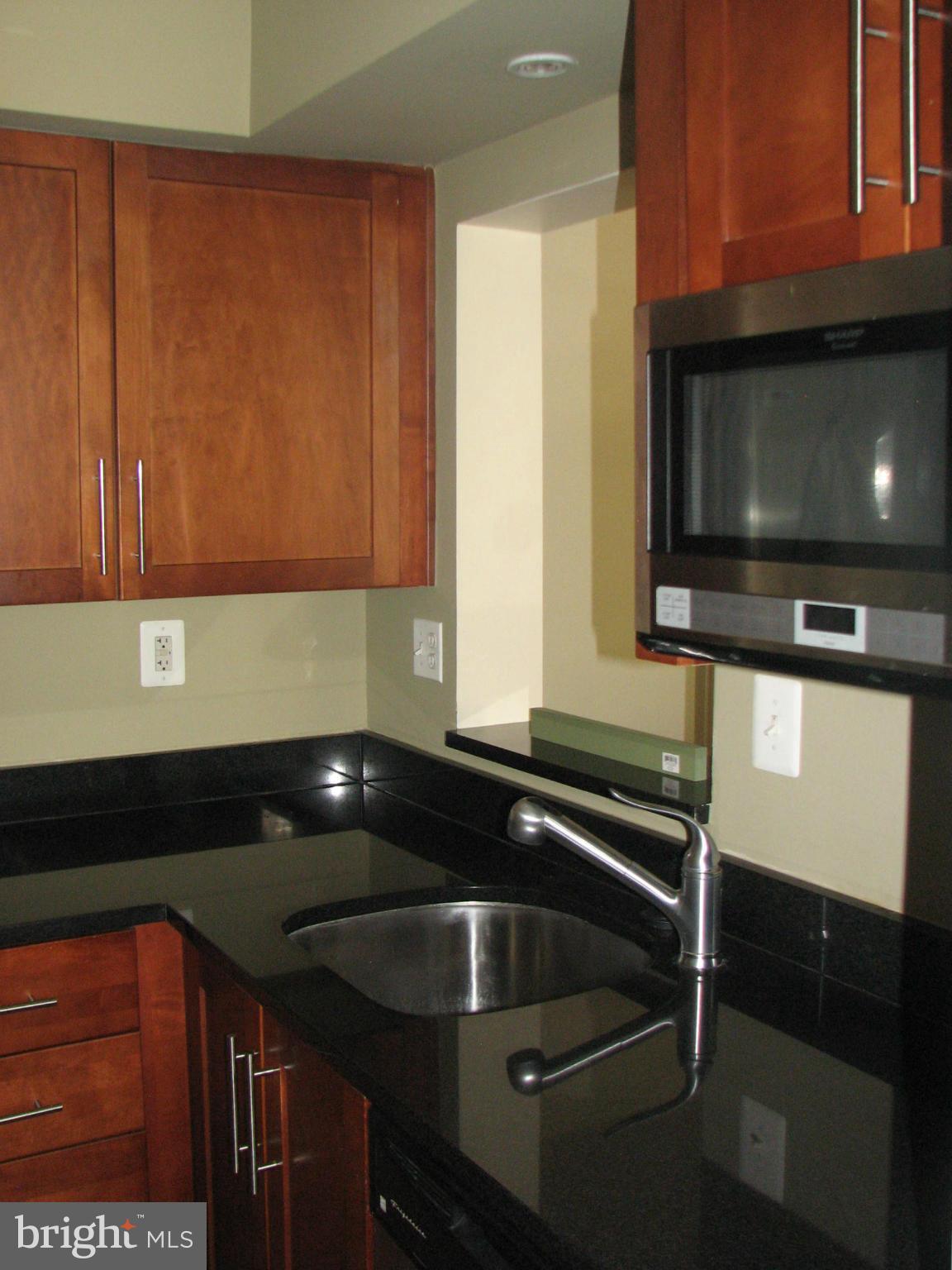 1367 K Street Southeast, Unit 101 Washington, DC 20003 - Photo 7 of 14 a kitchen with granite countertop a sink and cabinets