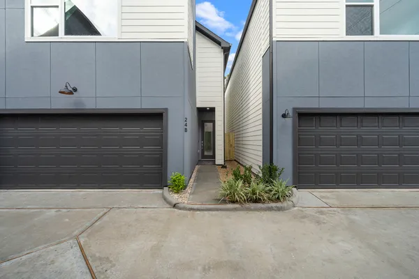 a view of outdoor space garage and yard