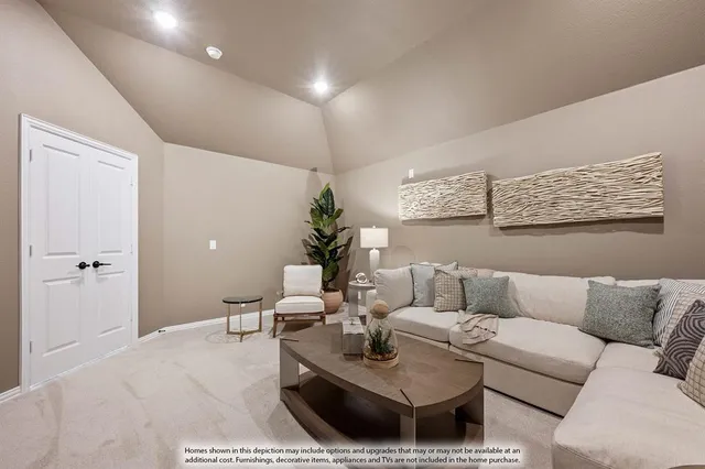 a living room with furniture and a rug