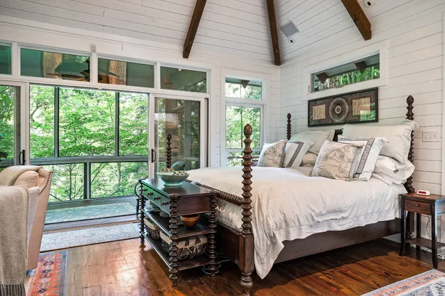 a view of a park with a tree