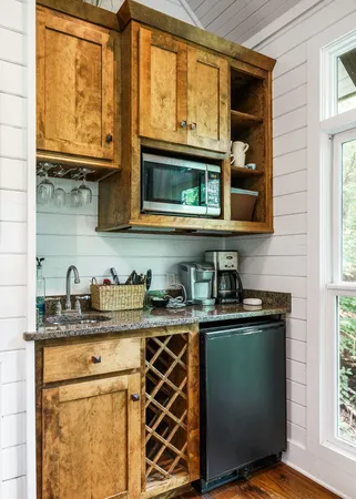 a view of a lake with a yard