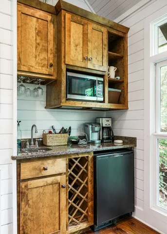 a view of a lake with a yard