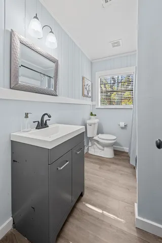 a bathroom with a sink a mirror and a toilet