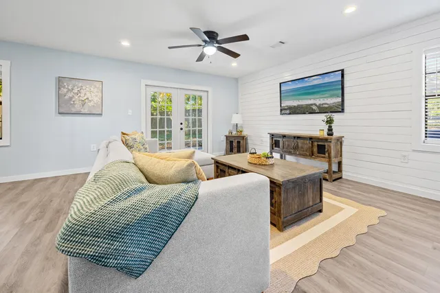 a living room with furniture